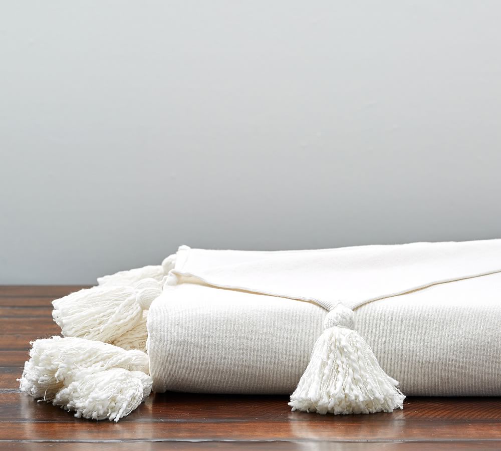 Oversized Pom Pom Throw Blanket Pottery Barn