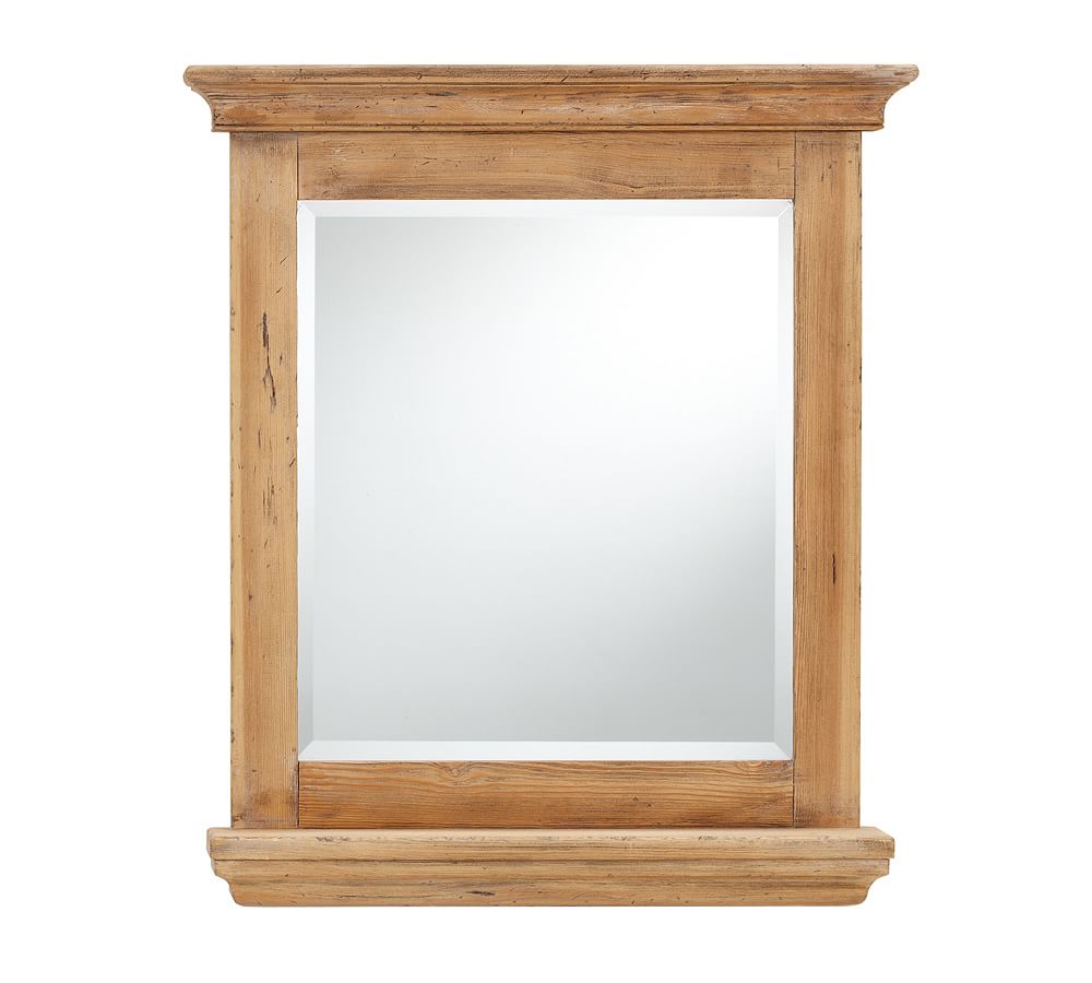 Mason Reclaimed Wood Mirror With Shelf Wax Pine Finish Pottery Barn