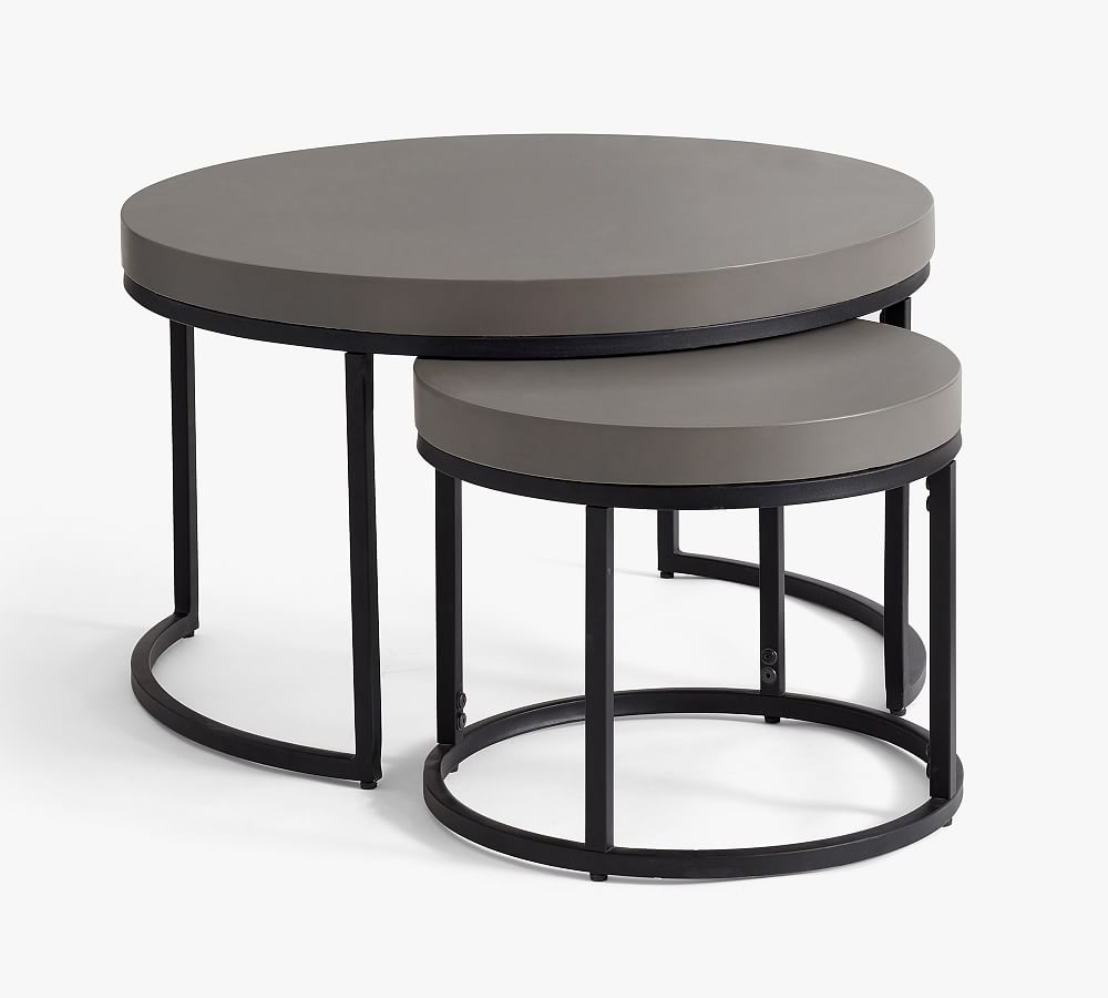 Sloan Concrete Round Nesting Outdoor Coffee Tables Pottery Barn