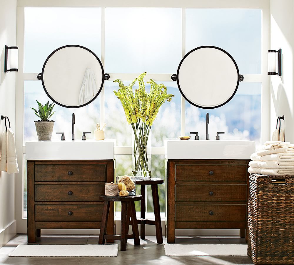 Kensington Pivot Round Wall Mirror Pottery Barn
