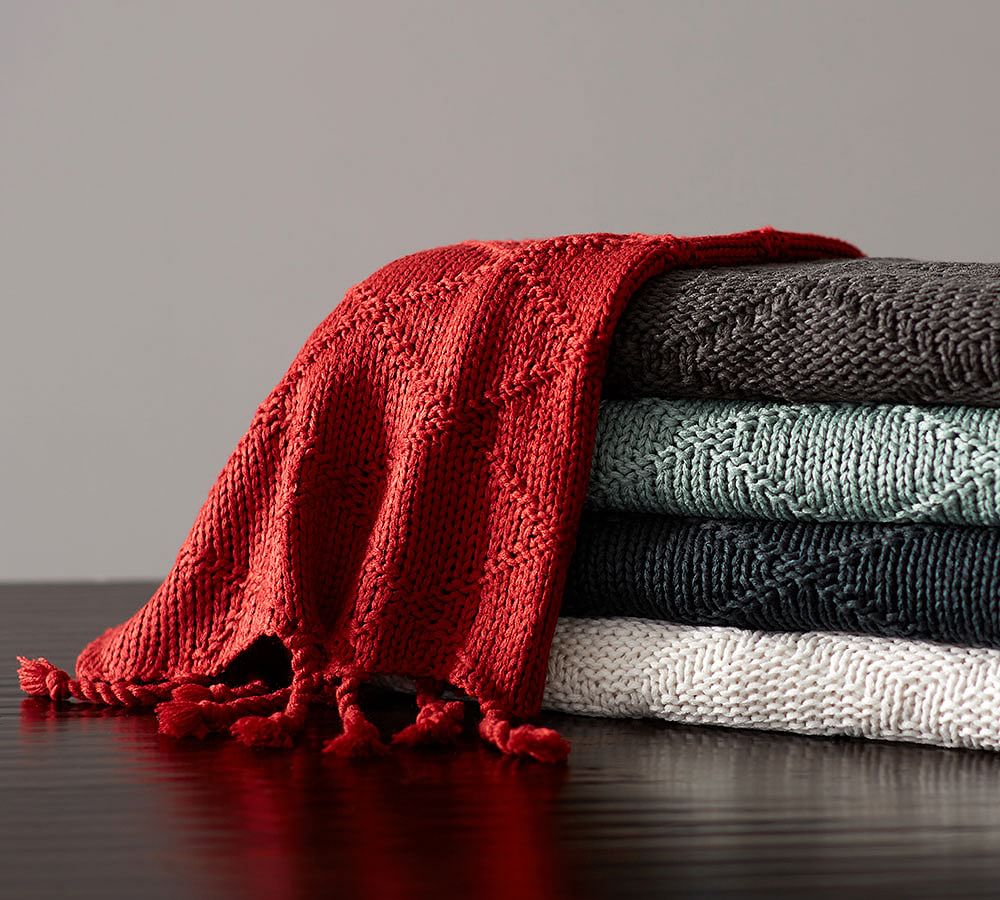 Roberts Diamond Knit Throw Blanket Pottery Barn