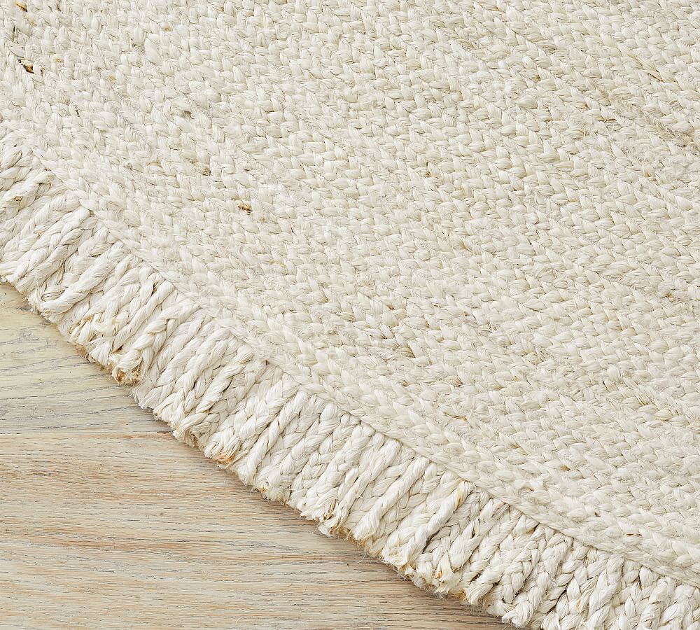 OPEN BOX: Fringed Braided Round Jute Rug | Pottery Barn