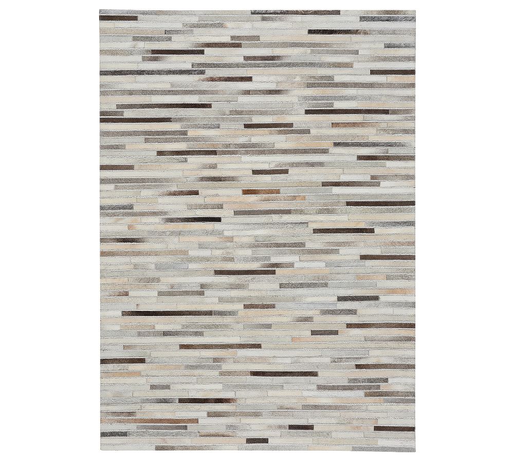 Gray Multi Striped Leather Rug Patterned Rugs Pottery Barn