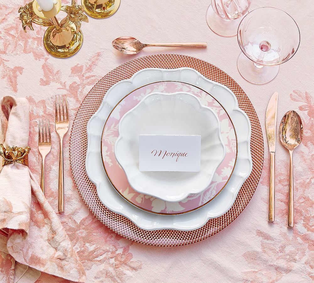 Set of 24 Cutlery Set-White Enamel with Rose Gold l Pink Gold Flatware –  Not Juust Home