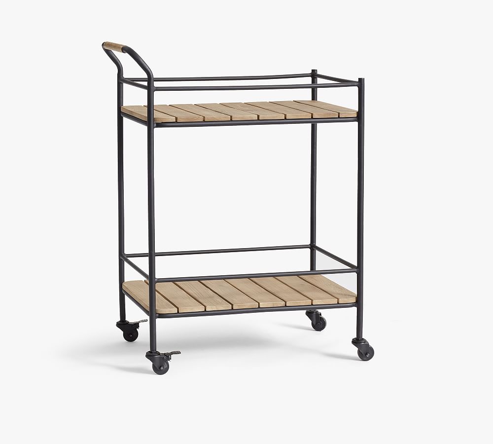 Tulum Acacia Outdoor Bar Cart Pottery Barn