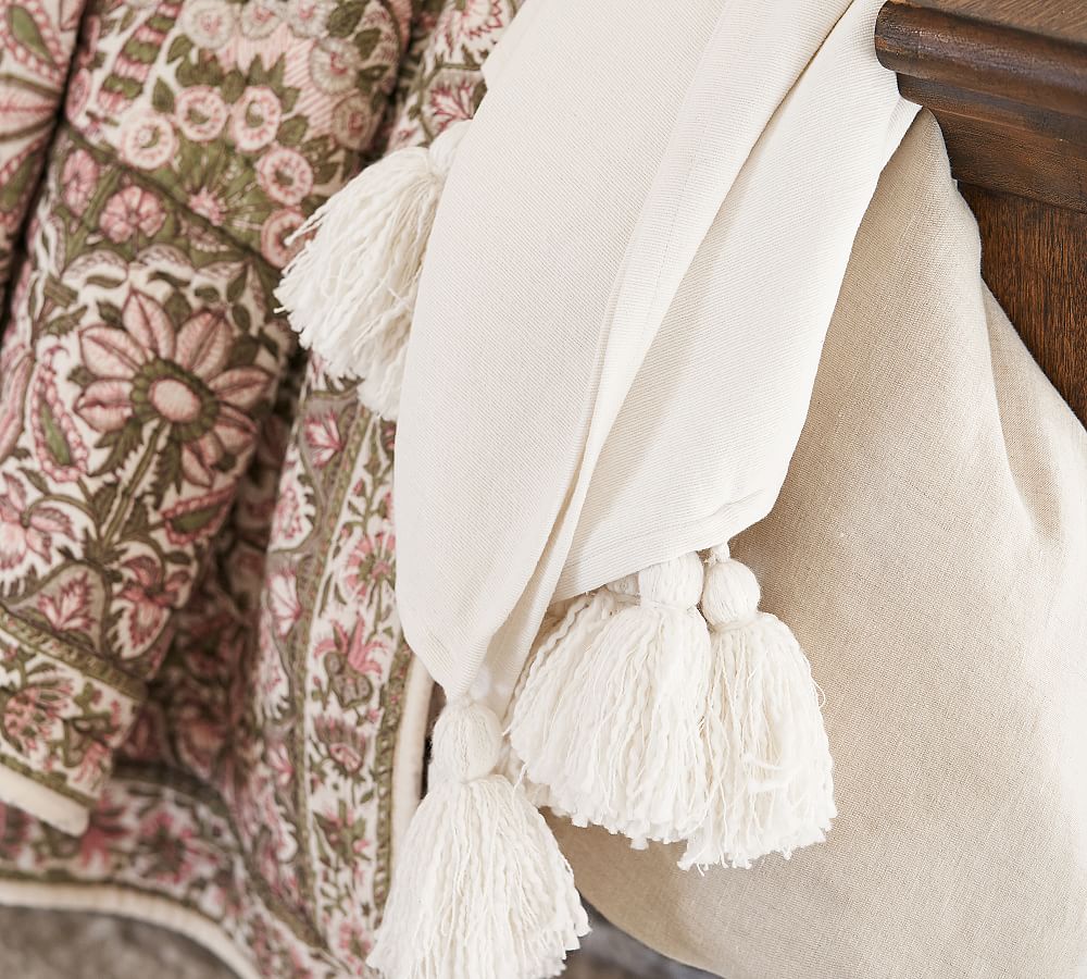 Oversized Pom Pom Throw Blanket Pottery Barn