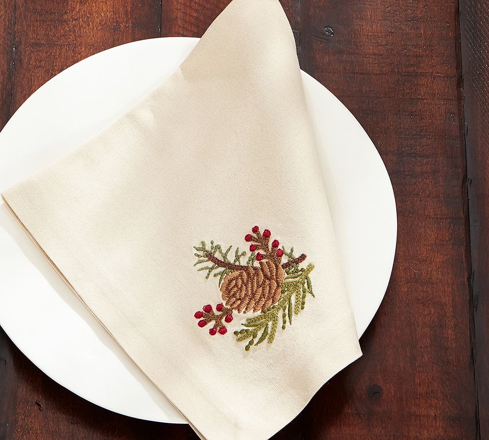 set of 4 organic pine cone cloth napkins in dark green — Hearth and  Harrowset of 4 organic pine cone cloth napkins in dark green