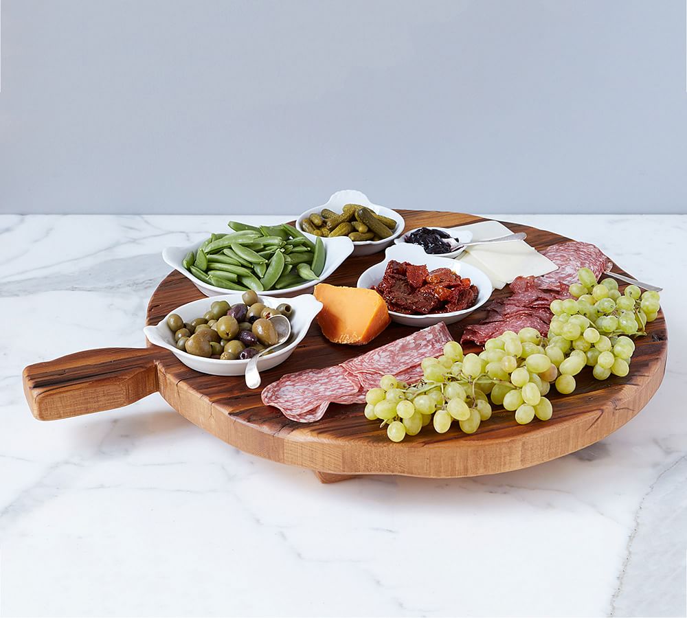 Reclaimed Wood Round Footed Serving Board