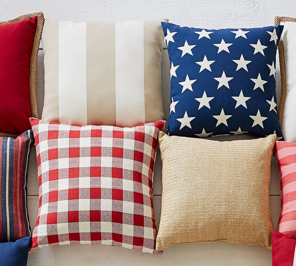 Gingham outdoor clearance pillows