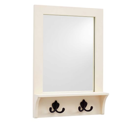 Wade Entryway Mirror with Wall Hooks White Wall Organizers