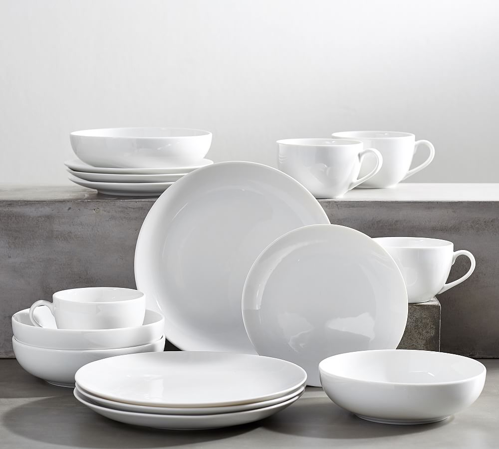 Bistro Black Rim Porcelain 16 Piece Dinnerware Set, Service For 4