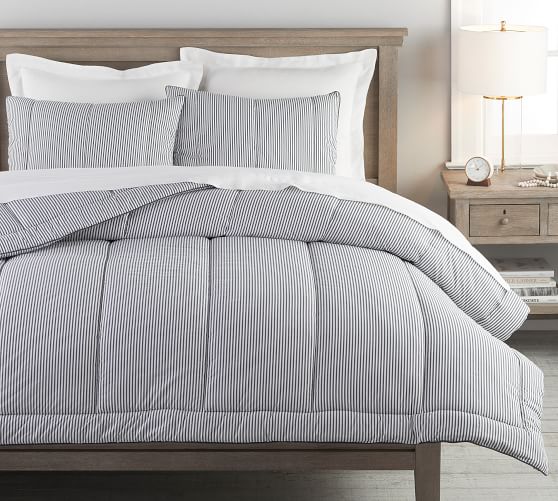 12pc Queen Delphi Embroidered Stripe Comforter & Sheets Bedding Set -  White/Gray