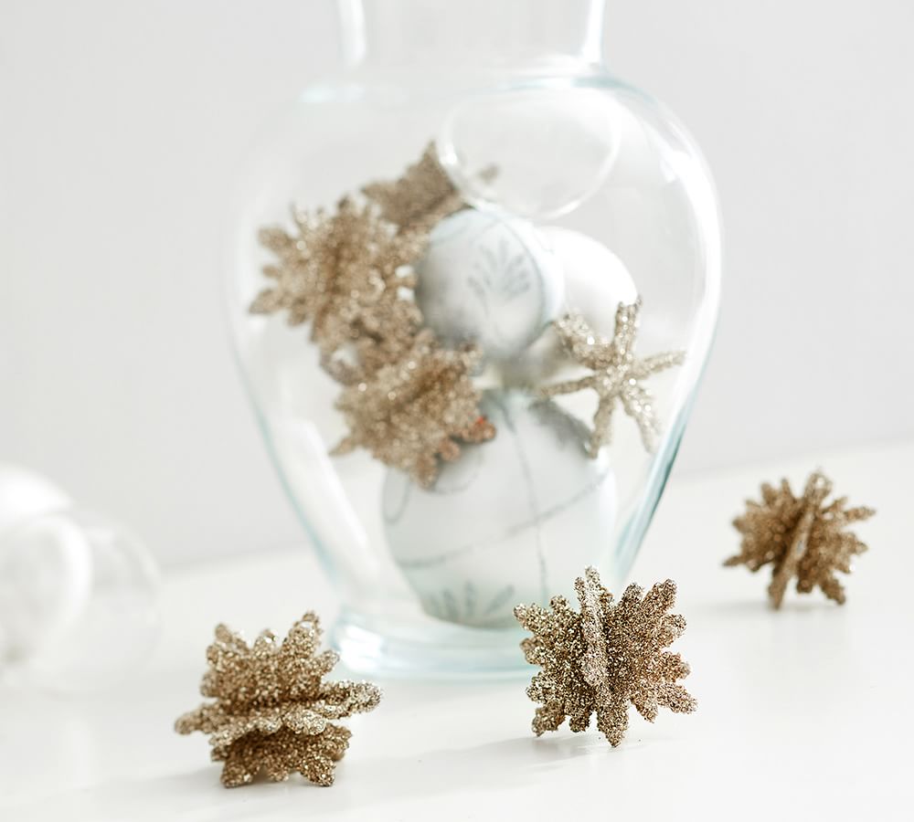Holiday German Glitter Snowflake Vase Filler