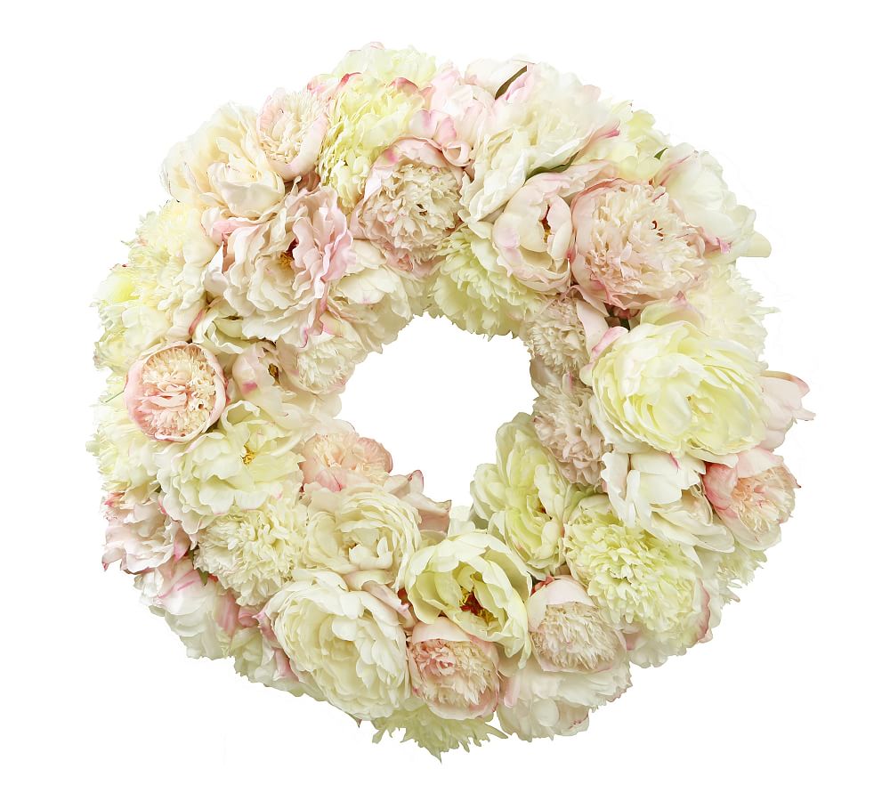 Faux Peony Wreath Pottery Barn