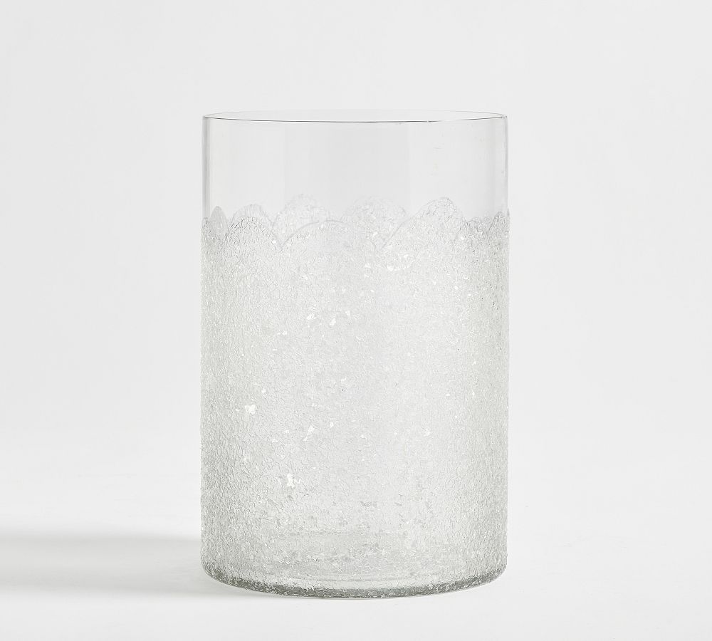 Icy Textured Handcrafted Glass Hurricane Candleholder | Pottery Barn