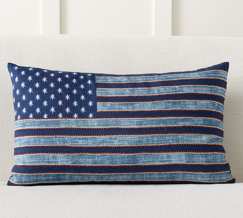 Shibori Flag Lumbar Decorative Pillow Cover Pottery Barn