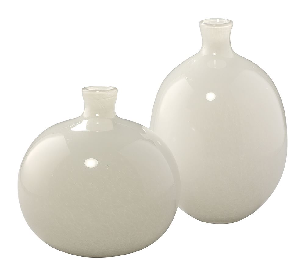 Vivienne White Glass Vases - Set of 2