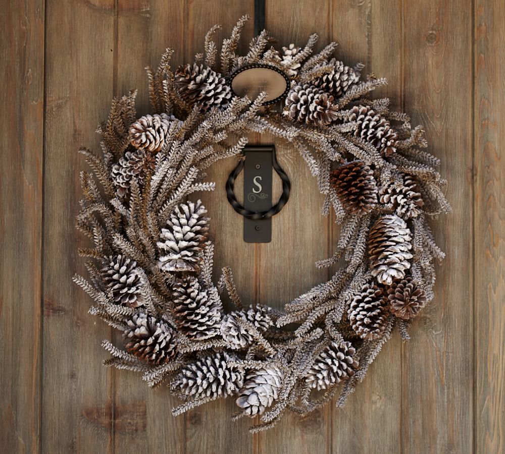 Snow pine trees brown rustic wood winter doormat