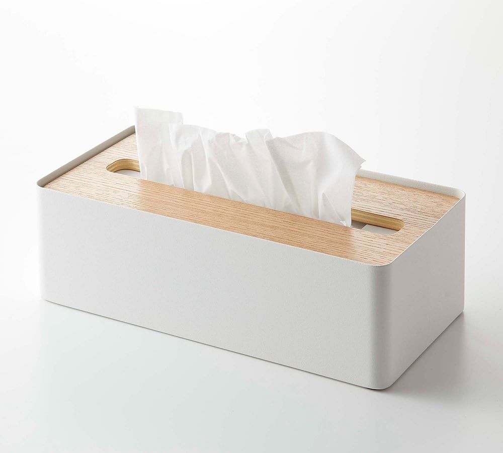 Faux Leather Tissue Box Cover - Light Blue