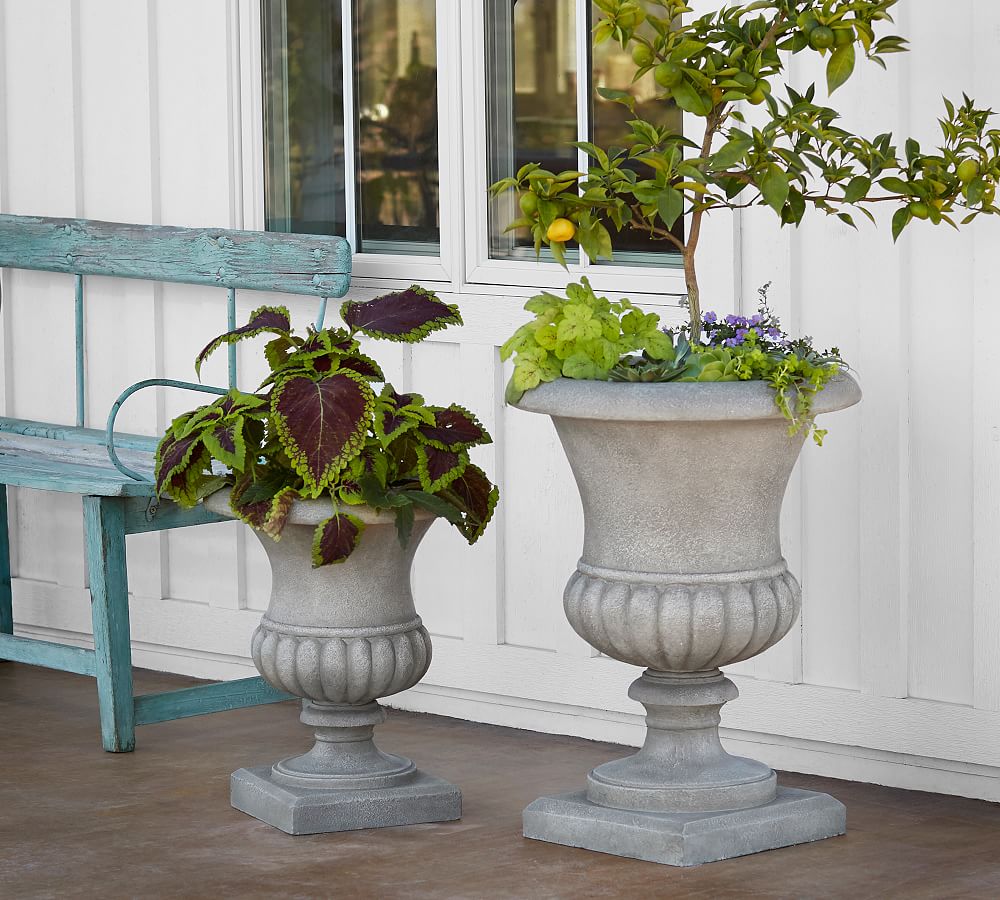 Giovanni Fibercement Fluted Outdoor Planters Pottery Barn