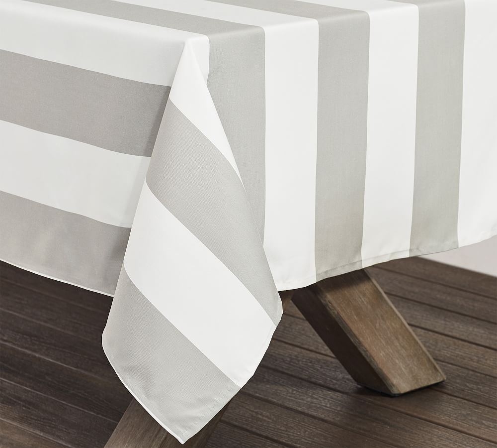 Sunbrella® Awning Stripe Outdoor Tablecloth Pottery Barn