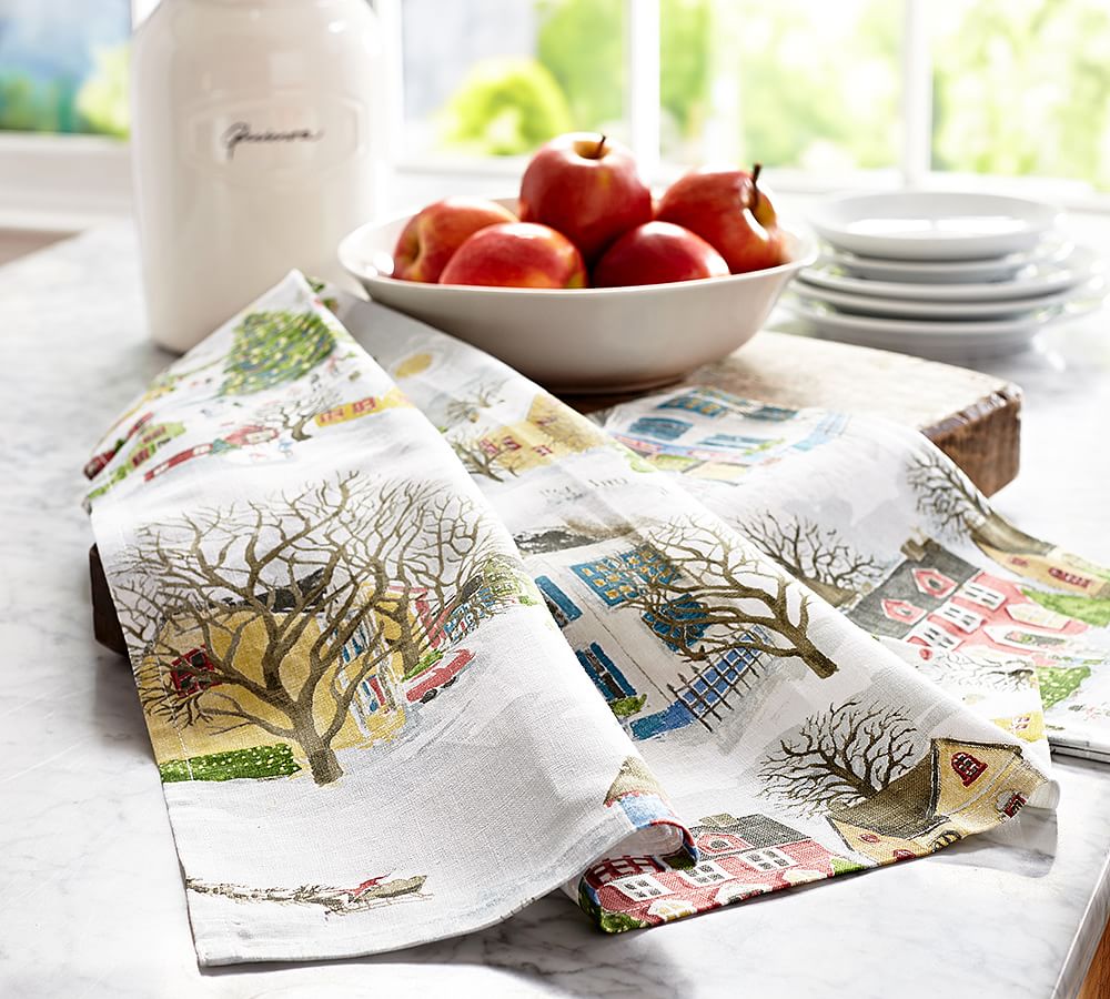 Sur La Table Snowy Village Kitchen Towel