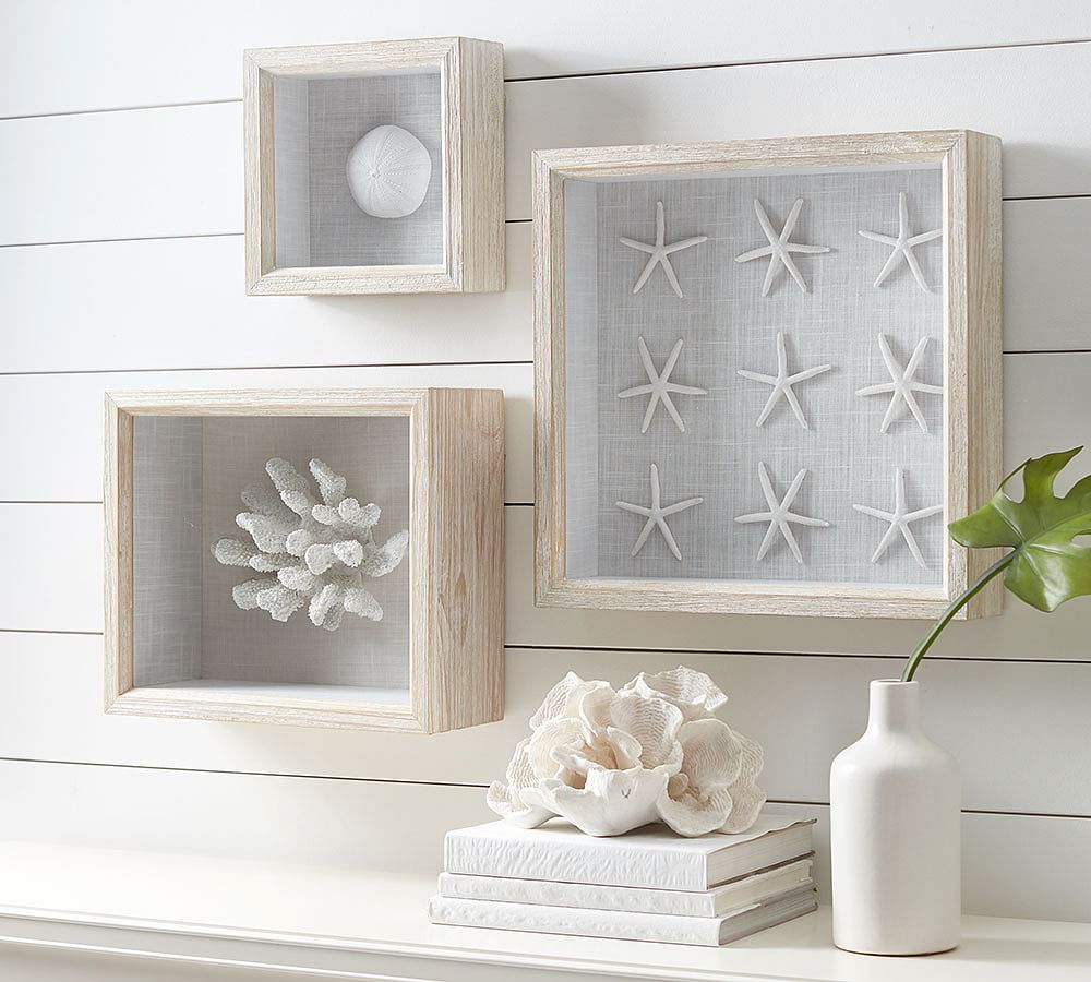 coral shadow box wall art