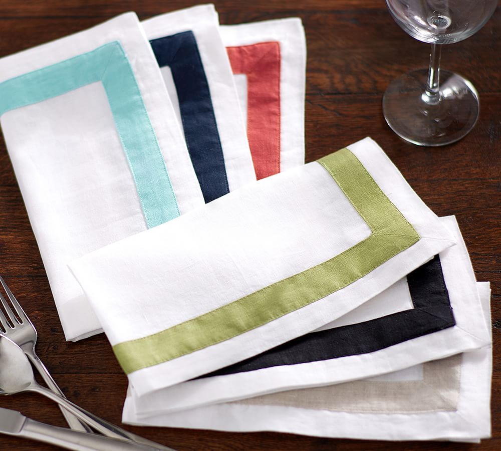 Colored Border Hemstitch Napkins Set of 6