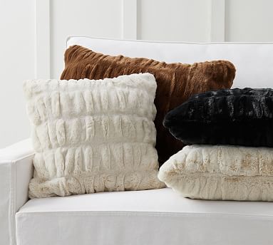 Faux fur ruched pillow sale