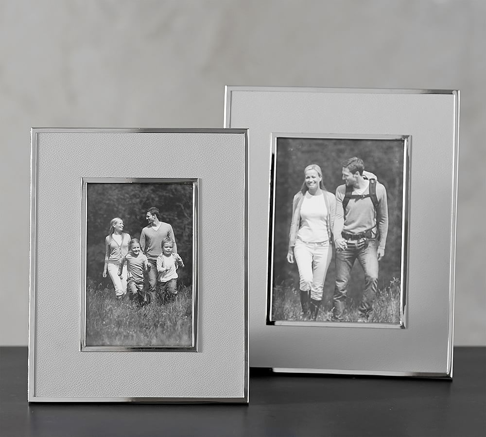 Metal Rimmed Leather Picture Frame | Pottery Barn - Leather Wrapped Metal Picture Frame