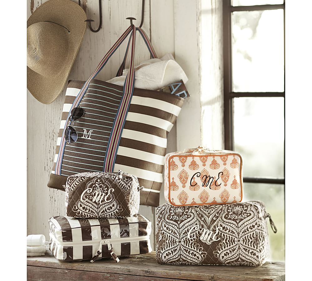 Vilamoura Stripe Ultimate Makeup Bag Pottery Barn