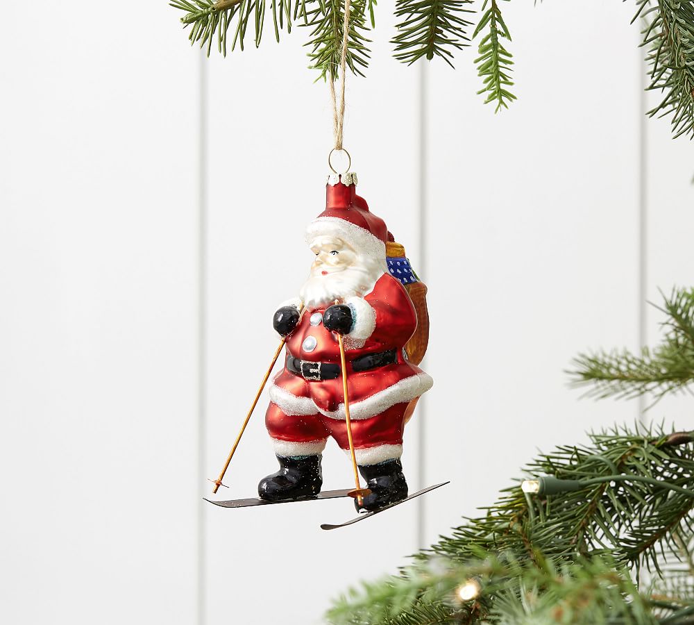 Skiing santa christmas ornament Clearance