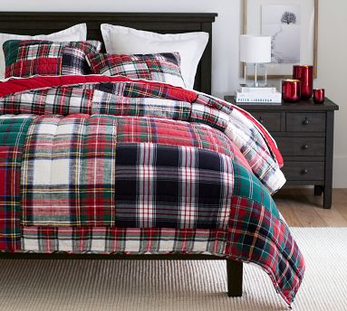 Stewart Plaid Patchwork Applique Quilted Sham | Pottery Barn