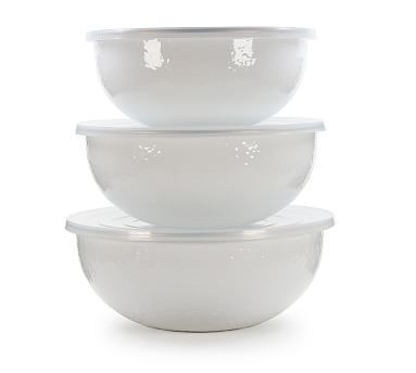 Golden Rabbit Enamel Nested Bowls with Lids (Set of 3), 2 Sizes, 6