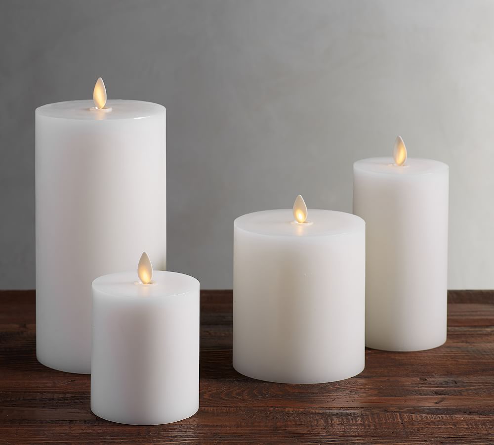 Premium Flickering Flameless Wax Pillar Candles Set of 4 Pottery Barn