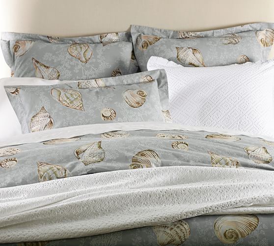 Summer Seashell Organic Patterned Duvet Cover & Sham Pottery Barn