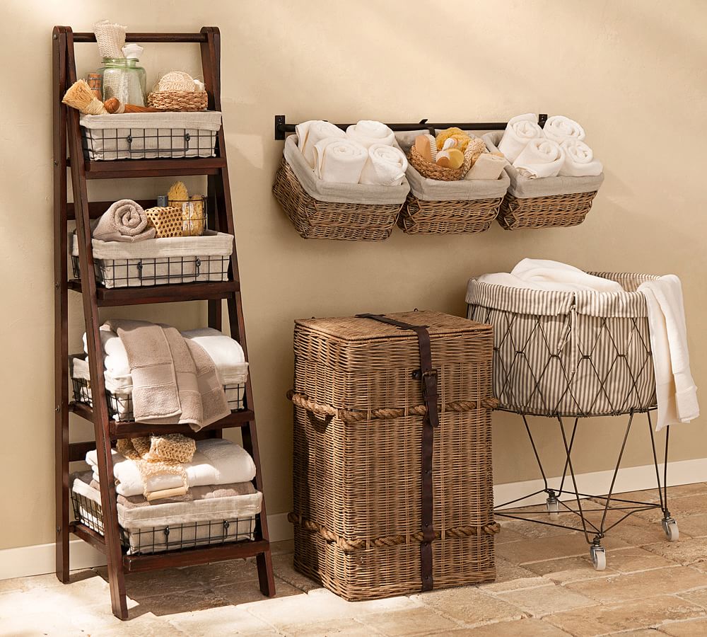 Build Your Own - Hannah Basket Wall System  Bathroom towel storage, Baskets  on wall, Bathroom towel storage ideas