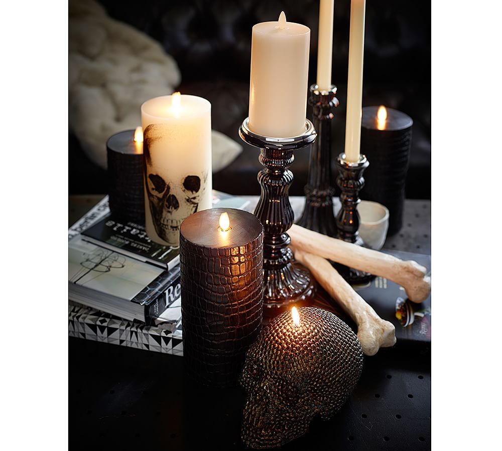 Beaded Skull Candle