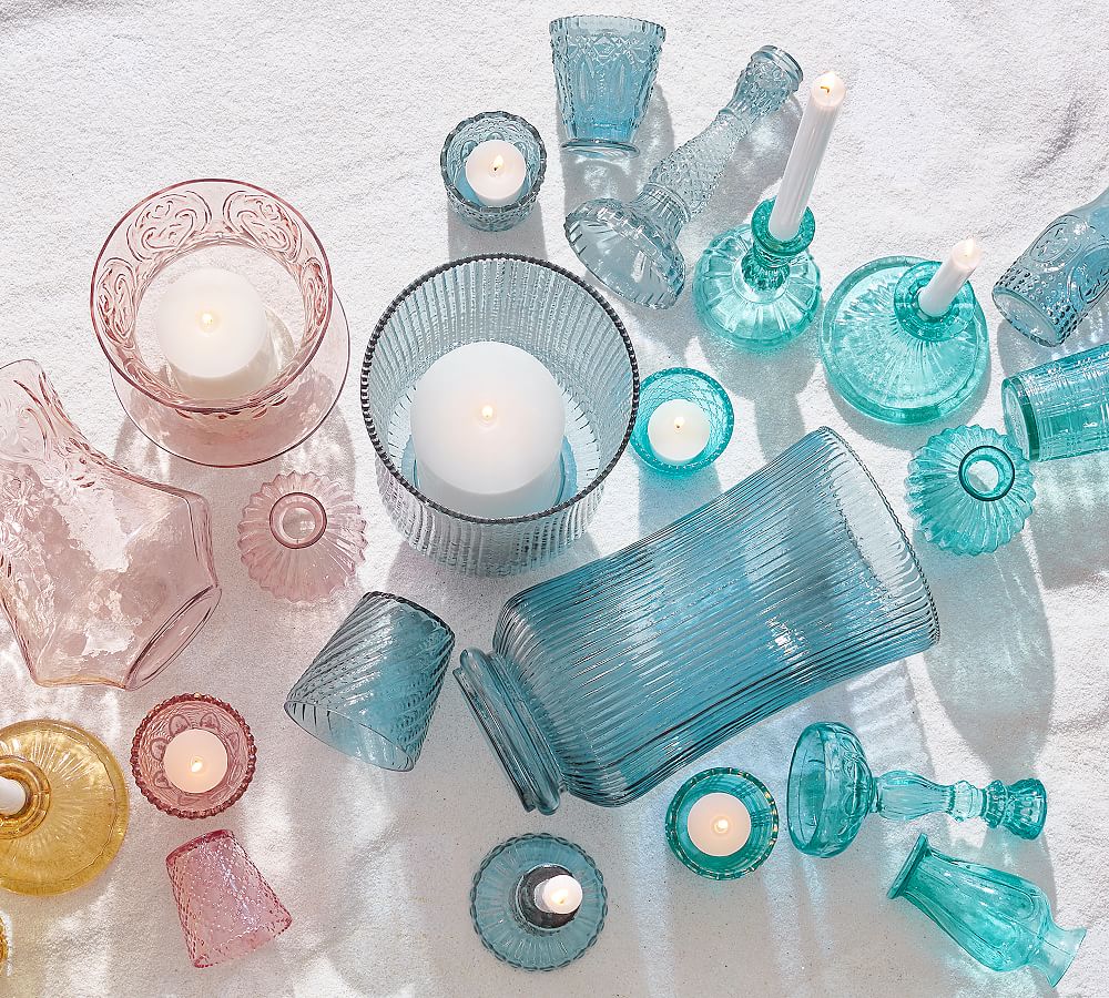 Vintage Pressed Glass Taper Holder Set of 3 Cool Candle Holder