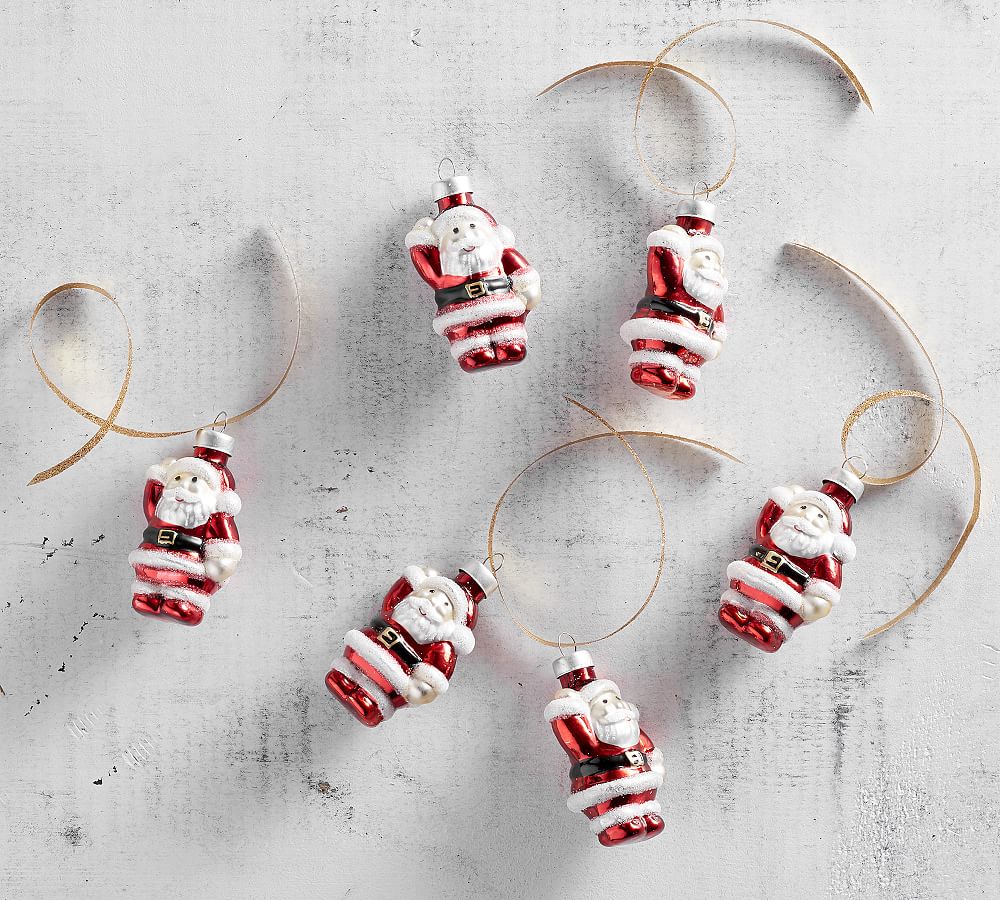 Mercury Mini Santa Christmas Ornament Set | Pottery Barn