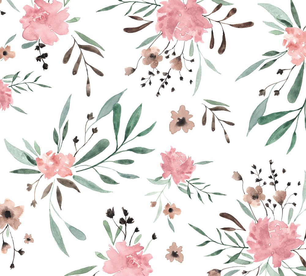 Watercolored Pink Flowers Wallpaper buy at the best price with delivery –  uniqstiq