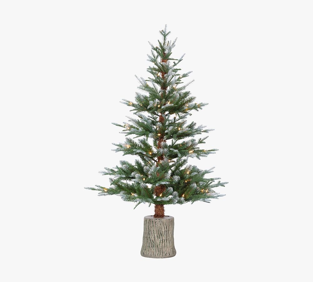 Lit Natural Cut Frosted Pine Faux Christmas Tree