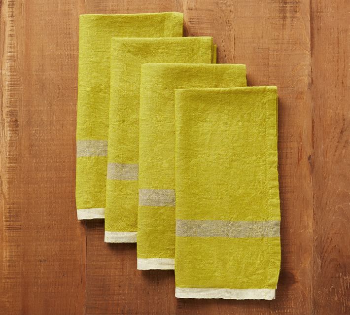 Caravan Laundered Linen Napkins, Set of 4, 8 Colors