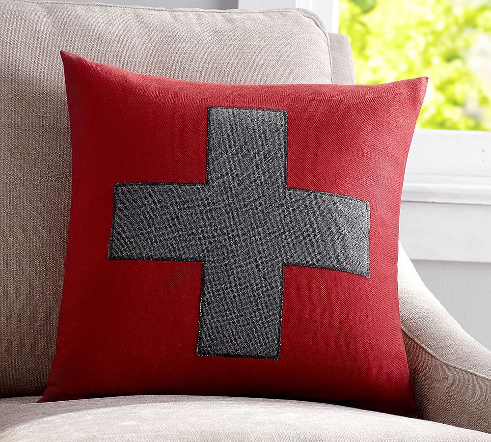 Swiss Cross Applique Decorative Pillow Cover Pottery Barn