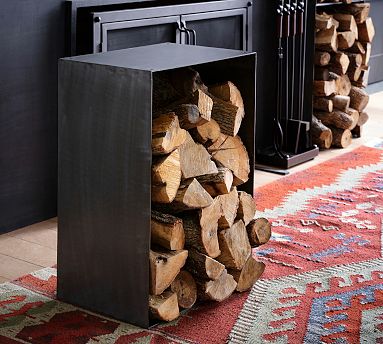 Modern wood holder online for fireplace