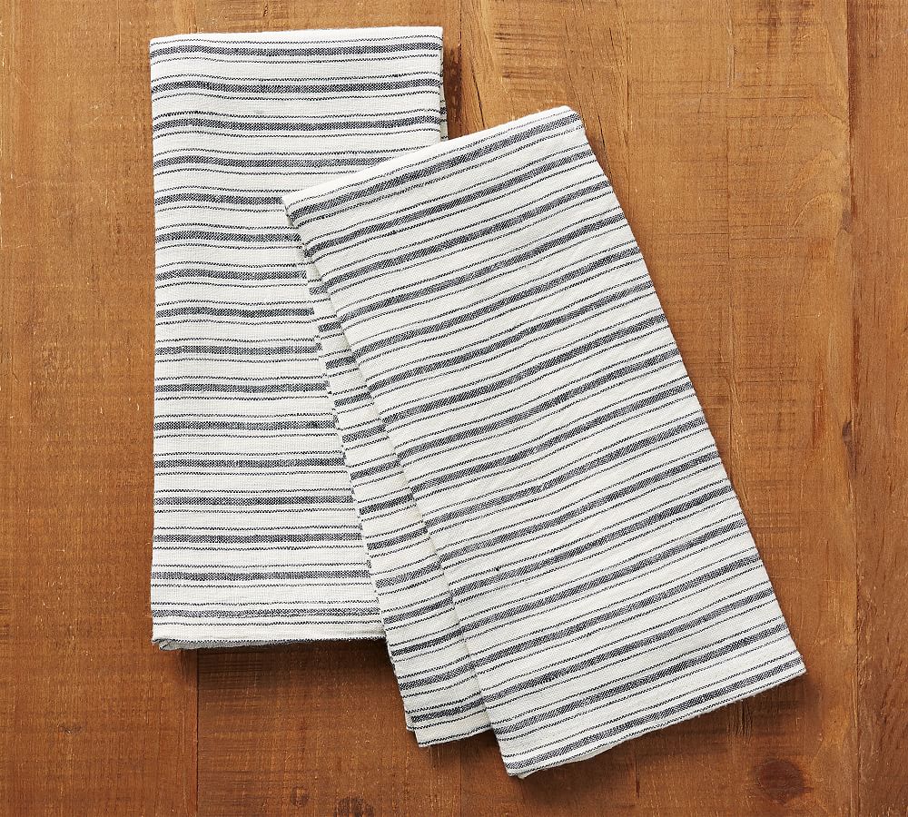 Striped Linen Tea Towels Set, Set of 2 Linen Dish Towels, Beige Linen Kitchen  Towels, Natural Linen Towels, Rustic Linen Towels 