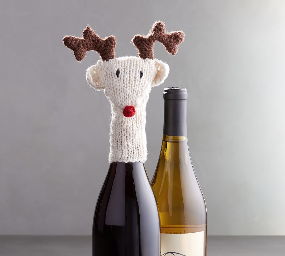 WINE BOTTLE HOLDER, REINDEER, WOOD