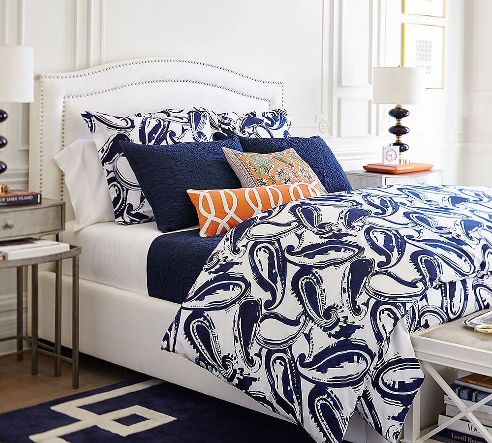 Brindley Organic Sateen Patterned Duvet Cover & Sham Pottery Barn