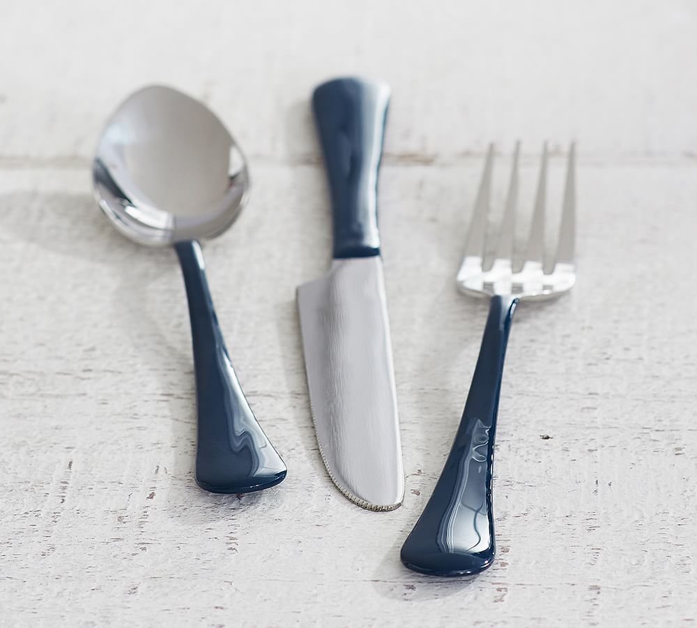 Indigo Enamel 12Piece Flatware Pottery Barn