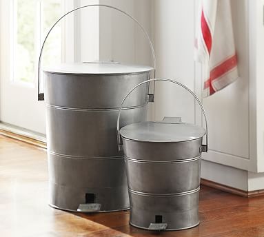 Pottery Barn Yamazaki Slim Wood Rim 2.6 Gallon Trash Can